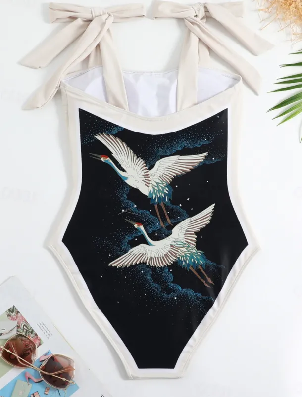 Women's Swimwear One Piece 2 Piece Swimsuit Backless Tummy Control High Waist Slim Vacation Beach Wear Floral Sleeveless Bathing Suits