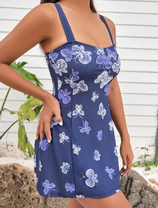 Women's Swimwear Swimdresses 2 Piece Tankini Cheeky Tankini Swimsuit Backless Slim Vacation Beach Wear Graphic U Neck Sleeveless Bathing Suits