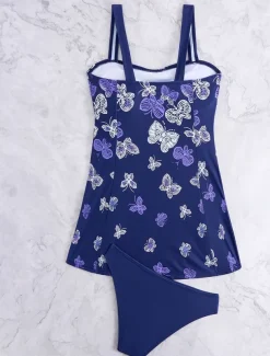 Women's Swimwear Swimdresses 2 Piece Tankini Cheeky Tankini Swimsuit Backless Slim Vacation Beach Wear Graphic U Neck Sleeveless Bathing Suits