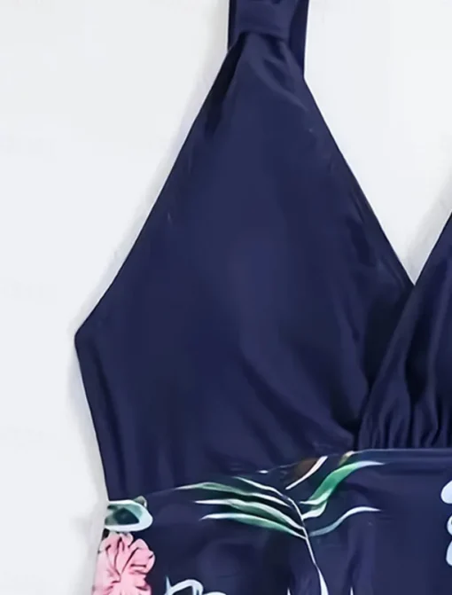 Women's Swimwear Swimdresses Tummy Control Tankini Swimsuit Backless Tummy Control High Waist Slim Vacation Beach Wear Graphic V Neck Sleeveless Bathing Suits