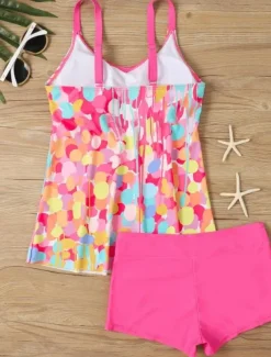 Women's Swimwear Tankini 2 Piece Boy Leg Swimsuit Backless High Waist Vacation Beach Wear Paisley V Neck Sleeveless Bathing Suits