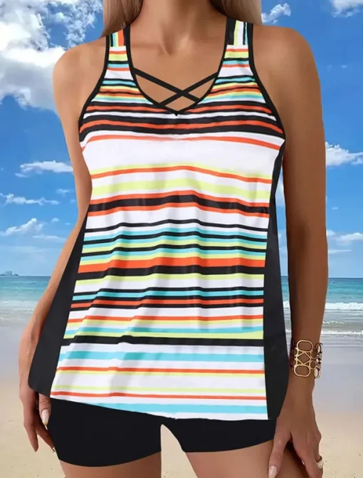 Women's Swimwear Tankini Swimsuit Vacation Tropical Paisley Strapless Bathing Suits