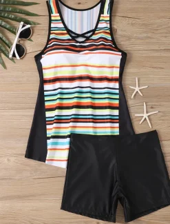 Women's Swimwear Tankini Swimsuit Vacation Tropical Paisley Strapless Bathing Suits