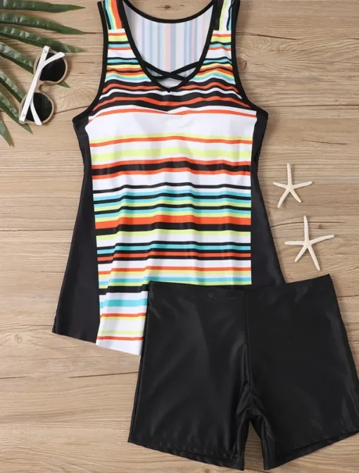 Women's Swimwear Tankini Swimsuit Vacation Tropical Paisley Strapless Bathing Suits