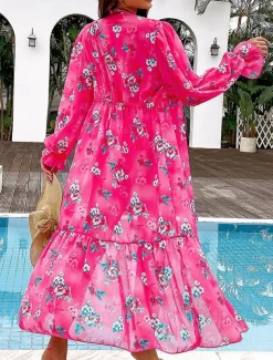 Women's Swimwear Three Piece Swimsuit Backless Slim Vacation Beach Wear Floral V Neck Sleeveless Bathing Suits