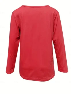 Women's T Shirt Basic Patchwork Flutter Sleeve Long Sleeve Regular Tops V Neck Daily Sports Black White Red Green Cross-Seasons