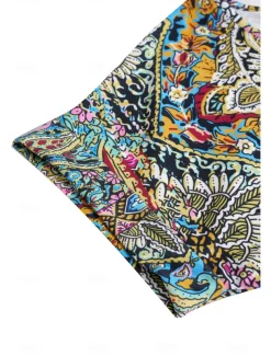 Women's T Shirt Boho Blouse Paisley Print V-Neck Short Sleeve Casual Loose Fit Multicolor Lightweight Summer Top