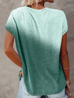 Women's T Shirt Casual Print Short Sleeve Regular Tops Daily Purple Green Gray Summer