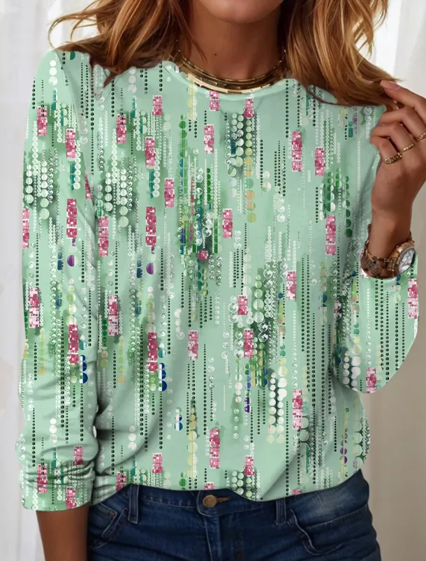 Women's T Shirt Casual Print Regular Tops Daily Blue Sky Blue Spring Fall