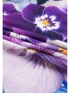 Women's T Shirt Fashion Floral Print Short Sleeve Regular Tops V Neck Daily Navy Blue Blue Purple Summer