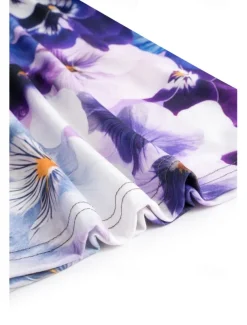 Women's T Shirt Fashion Floral Print Short Sleeve Regular Tops V Neck Daily Navy Blue Blue Purple Summer