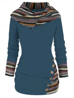 Women's T Shirt Fashion Modern Casual Long Sleeve Regular Tops Crew Neck Daily Weekend Wine Blue Green Gray Spring Fall