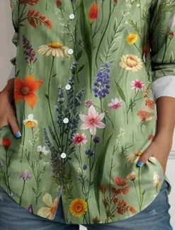 Women's T Shirt Floral Elegant Vintage Daily T Regular Tops Work Daily s Print Grass Green Spring