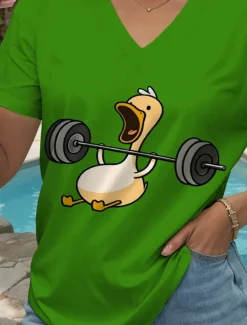 Women's T Shirt Graphic Animal Vintage Stylish Classic Short Sleeve V Neck Regular Tops Daily Print Black White Red Blue Purple Summer Spring