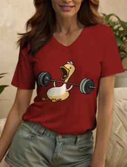 Women's T Shirt Graphic Animal Vintage Stylish Classic Short Sleeve V Neck Regular Tops Daily Print Black White Red Blue Purple Summer Spring