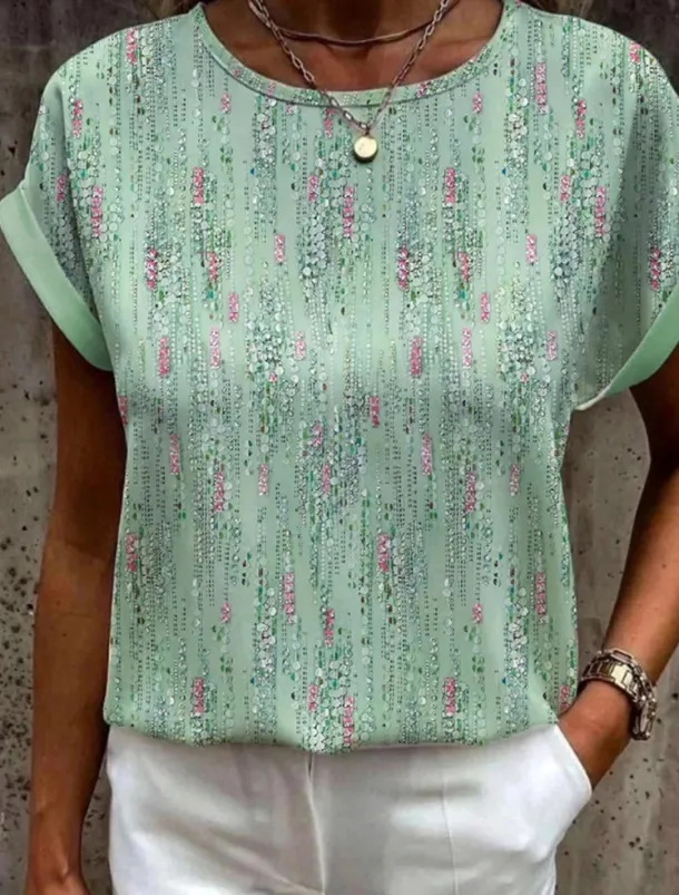 Women's T Shirt Graphic Basic Short Sleeve Round Neck Regular Tops Daily Weekend Print Yellow Pink Blue Orange Green