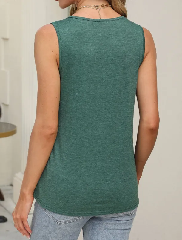Women's T Shirt Plain Fashion Modern Casual Sleeveless Crew Neck Regular Tops Daily Weekend Blue Dark Green Green Khaki Summer