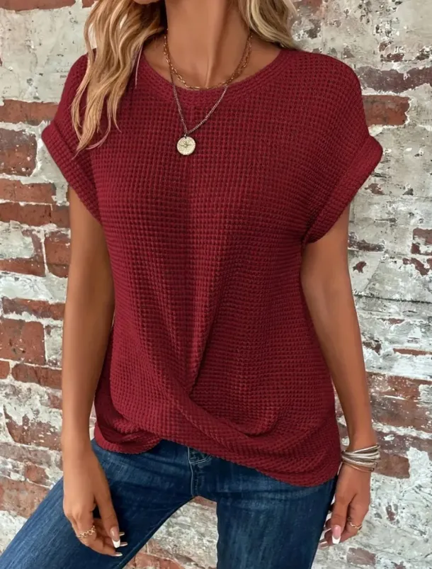 Women's T Shirt Plain Fashion Stylish Classic Short Sleeve Crew Neck Regular Tops Daily Weekend Black White Wine Purple Green Summer