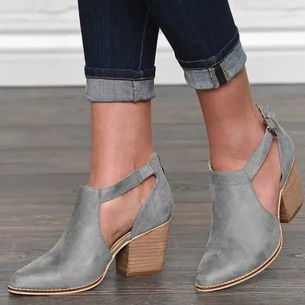 Women's Tan Suede Cut-Out Ankle Boots with Block Heels - Perfect for Casual Outings, Spring and Fall Fashion, and Stylish Everyday Wear