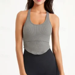 Women's Tank Top Scoop Neck Lightweight Comfortable Breathable Sporty Sleeveless Light Support Sports Solid Color Sports Bra Tank Top For Gym Workout Running Fitness Slim Activewear