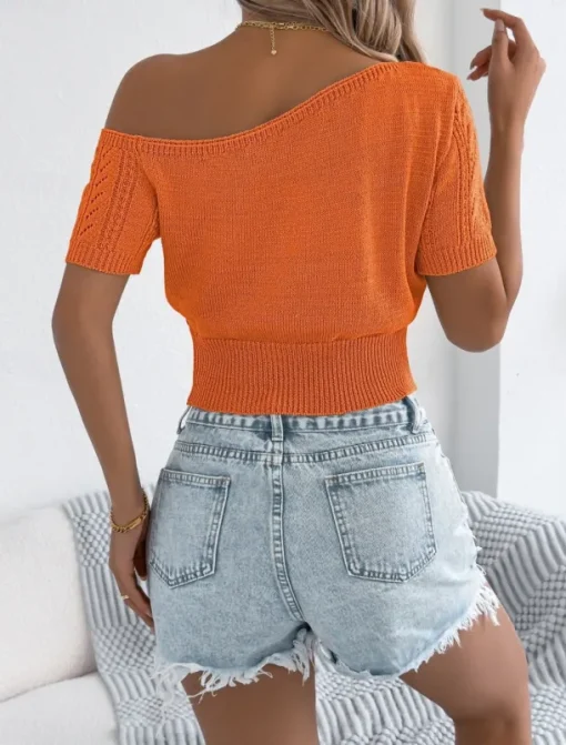 Women's Tank Top Solid Color Daily Casual Short Sleeve Cold Shoulder Regular Tops Daily Beach Wear Black White Fuchsia Orange Khaki Summer Spring
