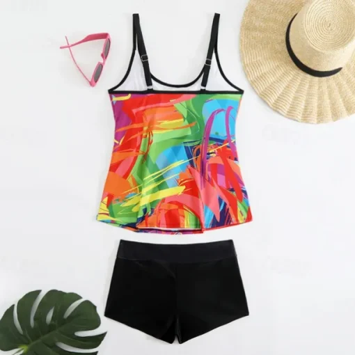 Women's Tankini Two Piece Swimsuit Racerback Swimwear Swimwear Sky Blue Purple Breathable Quick Dry Lightweight Sleeveless - Swimming Surfing Beach Summer Spring