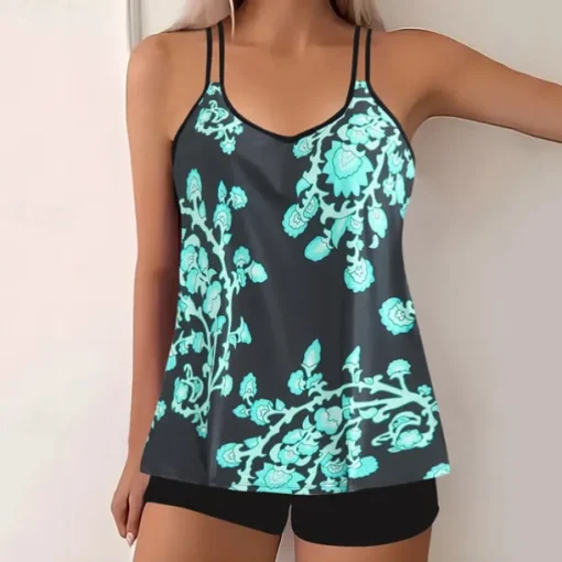 Women's Tankini Two Piece Swimsuit Racerback Swimwear Swimwear Sky Blue Purple Breathable Quick Dry Lightweight Sleeveless - Swimming Surfing Beach Summer Spring