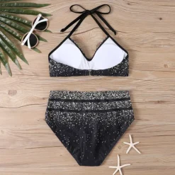 Women's Tankini Two Piece Swimsuit Ruffle Swimwear Swimwear Blue Gold Breathable Quick Dry Lightweight Sleeveless - Swimming Surfing Beach Summer Spring