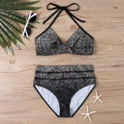 Women's Tankini Two Piece Swimsuit Ruffle Swimwear Swimwear Blue Gold Breathable Quick Dry Lightweight Sleeveless - Swimming Surfing Beach Summer Spring