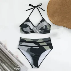 Women's Tankini Two Piece Swimsuit Ruffle Swimwear Swimwear Blue Gold Breathable Quick Dry Lightweight Sleeveless - Swimming Surfing Beach Summer Spring