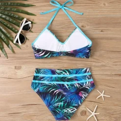 Women's Tankini Two Piece Swimsuit Ruffle Swimwear Swimwear Blue Gold Breathable Quick Dry Lightweight Sleeveless - Swimming Surfing Beach Summer Spring