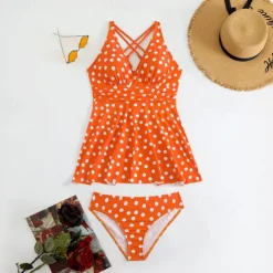 Women's Tankini Two Piece Swimsuit Criss Cross Swimwear Spot Swimwear Black Blue Breathable Quick Dry Lightweight Sleeveless - Swimming Surfing Beach Summer Spring Plus Size