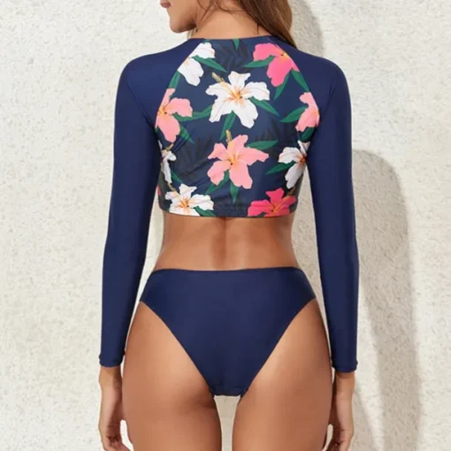 Women's Tankini Two Piece Swimsuit Swimwear Floral Swimwear Navy Blue Blue Breathable Quick Dry Lightweight Sleeveless - Swimming Surfing Beach Summer Spring