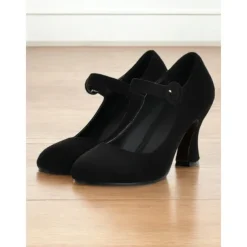 Women's Teal Suede Mary Jane Heels with Buckle Strap – Retro High Heel Pumps for Parties and Formal Events