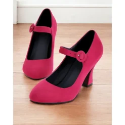 Women's Teal Suede Mary Jane Heels with Buckle Strap – Retro High Heel Pumps for Parties and Formal Events