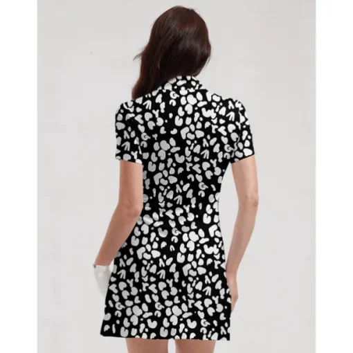 Women's Tennis Dress Golf Dress Black Short Sleeve Dress Ladies Golf Attire Clothes Outfits Wear Apparel
