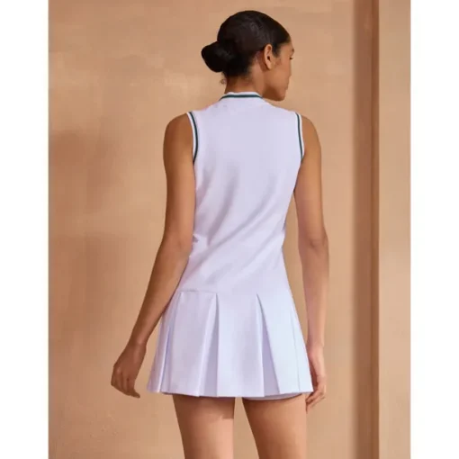 Women's Tennis Dress White Sleeveless Dress Ladies Golf Attire Clothes Outfits Wear Apparel