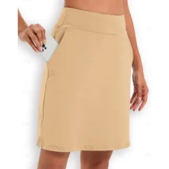 Women's Tennis Skirts Golf Skirts 19inch Pickleball Khaki Tennis Clothing Golf Apparel Ladies Golf Attire Clothes Outfits Wear Apparel