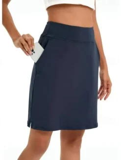 Women's Tennis Skirts Golf Skirts 19inch Pickleball Dark Pink Black White Sun Protection Tennis Clothing Ladies Golf Attire Clothes Outfits Wear Apparel