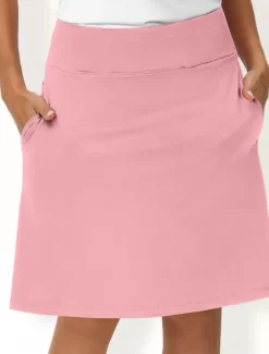 Women's Tennis Skirts Golf Skirts 19inch Pickleball Dark Pink Black White Sun Protection Tennis Clothing Ladies Golf Attire Clothes Outfits Wear Apparel