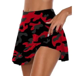 Women's Tennis Skirts Golf Skirts Yoga Shorts Sun Protection High Waist Yoga Fitness Skort Bottoms Camo / Camouflage Pink Red Blue Spandex Summer Sports Activewear Stretchy Slim