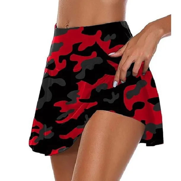 Women's Tennis Skirts Golf Skirts Yoga Shorts Sun Protection High Waist Yoga Fitness Skort Bottoms Camo / Camouflage Pink Red Blue Spandex Summer Sports Activewear Stretchy Slim
