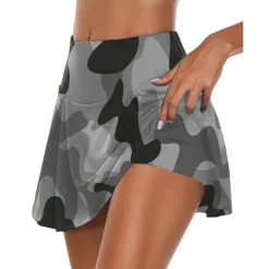 Women's Tennis Skirts Golf Skirts Yoga Shorts Sun Protection High Waist Yoga Fitness Skort Bottoms Camo / Camouflage Pink Red Blue Spandex Summer Sports Activewear Stretchy Slim