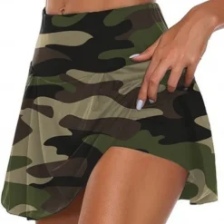 Women's Tennis Skirts Golf Skirts Yoga Shorts Sun Protection High Waist Yoga Fitness Skort Bottoms Camo / Camouflage Pink Red Blue Spandex Summer Sports Activewear Stretchy Slim