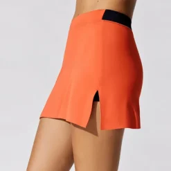Women's Tennis Skirts Golf Skirts Yoga Skirt 2 in 1 Tummy Control Butt Lift High Waist Yoga Fitness Gym Workout Skort Bottoms Color Block White Orange Spandex Sports Activewear Stretchy Skinny