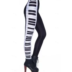 Women's Tights Leggings Black / White Green Blue Mid Waist Casual / Sporty Athleisure Weekend Yoga Print Stretchy Ankle-Length Comfort Galaxy One-Size / Skinny