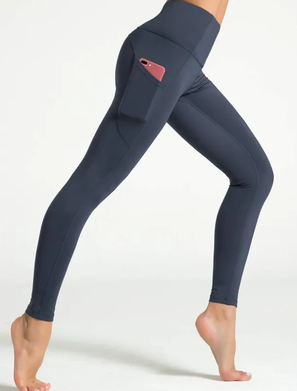 Women's Tights Leggings Dark Gray Navy Blue Black Mid Waist Basic Sports Yoga Fitness Gym Micro-elastic Ankle-Length Tummy Control Solid Colored XS S M L XL / Plus Size / Skinny