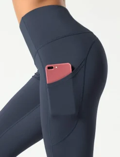 Women's Tights Leggings Dark Gray Navy Blue Black Mid Waist Basic Sports Yoga Fitness Gym Micro-elastic Ankle-Length Tummy Control Solid Colored XS S M L XL / Plus Size / Skinny