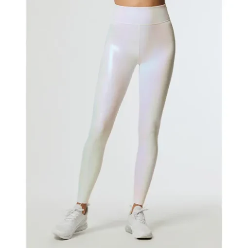 Women's Tights Leggings PU Blue White High Waist Stylish Hip-Hop Club Fitness Sequins Stretchy Full Length Comfort Sparkly S M L XL / Skinny