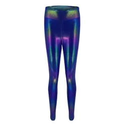 Women's Tights Leggings PU Blue White High Waist Stylish Hip-Hop Club Fitness Sequins Stretchy Full Length Comfort Sparkly S M L XL / Skinny